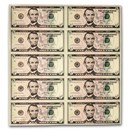 2021 (A-Boston) $5.00 FRN CU (Fr#1999-B) 10 Uncut sheet