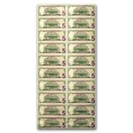 2021 (A-Boston) $5.00 FRN CU (Fr#1999-B) 20 Uncut sheet