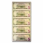 2021 (A-Boston) $5.00 FRN CU (Fr#1999-B) 5 Uncut sheet