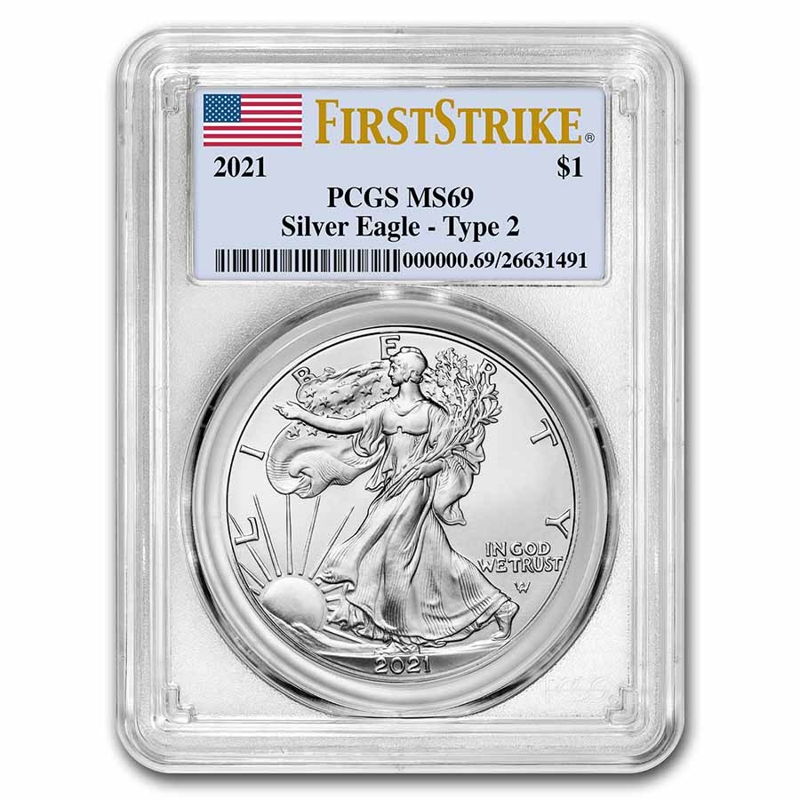 Buy 2021 American Silver Eagle MS69 PCGS (FirstStrike®, Type 2) APMEX