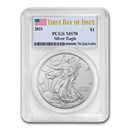 2021 American Silver Eagle (Type 1) MS-70 PCGS (First Day)