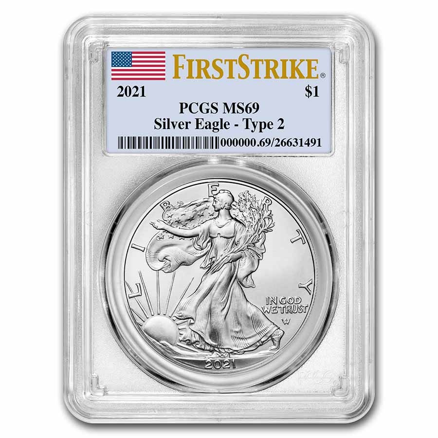 2021 American Silver Eagle (Type 2) MS-69 PCGS (FirstStrike®)