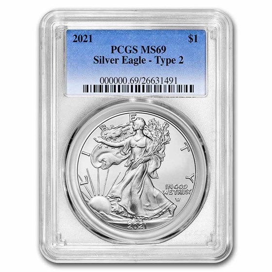 2021 American Silver Eagle (Type 2) MS-69 PCGS 2021 American Silver Eagle (Type 2) MS-69 PCGS