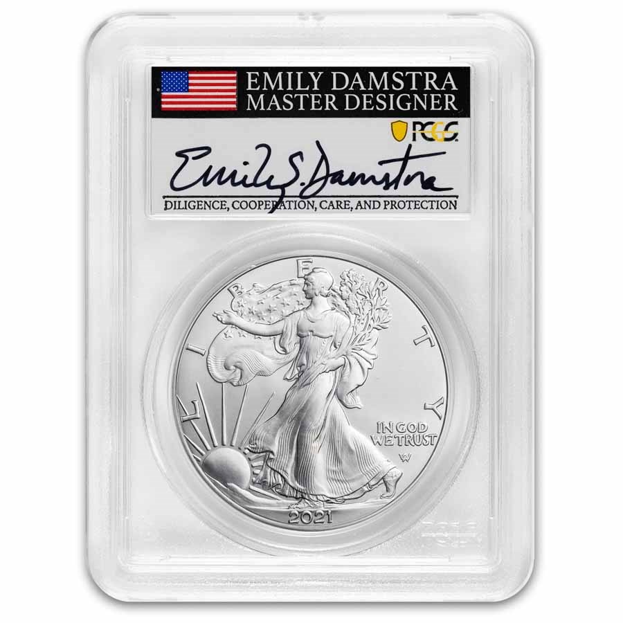 2021 American Silver Eagle (Type 2) MS-70 PCGS (FS, Damstra)