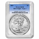 2021 American Silver Eagle (Type 2) MS-70 PCGS