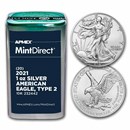 2021 American Silver Eagles (Type 2) (20-Coin MintDirect® Tube)