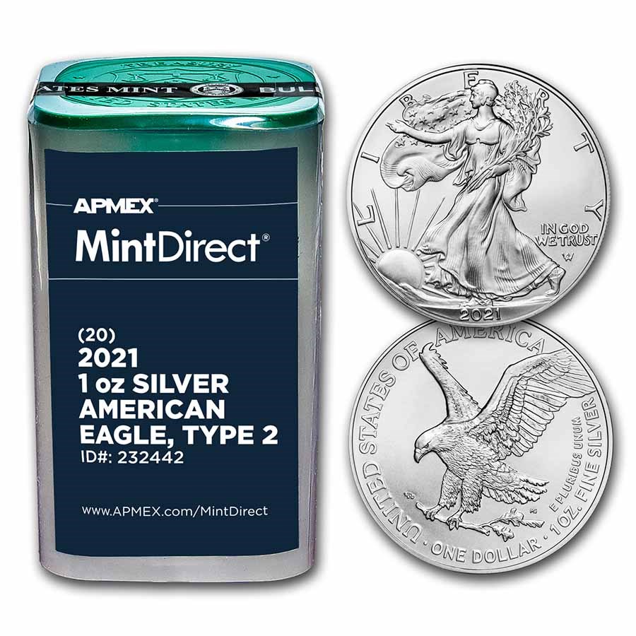 2021 American Silver Eagles (Type 2) (20-Coin MintDirect® Tube)