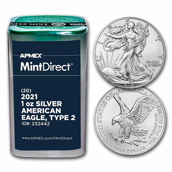 2021 American Silver Eagles (Type 2) (20-Coin MintDirect® Tube) 2021 American Silver Eagles (Type 2) (20-Coin MintDirect® Tube)