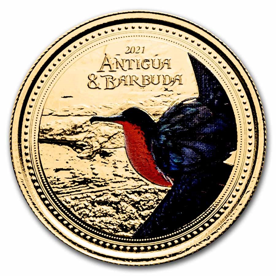 2021 Antigua & Barbuda 1 oz Gold Frigatebird (Colorized)