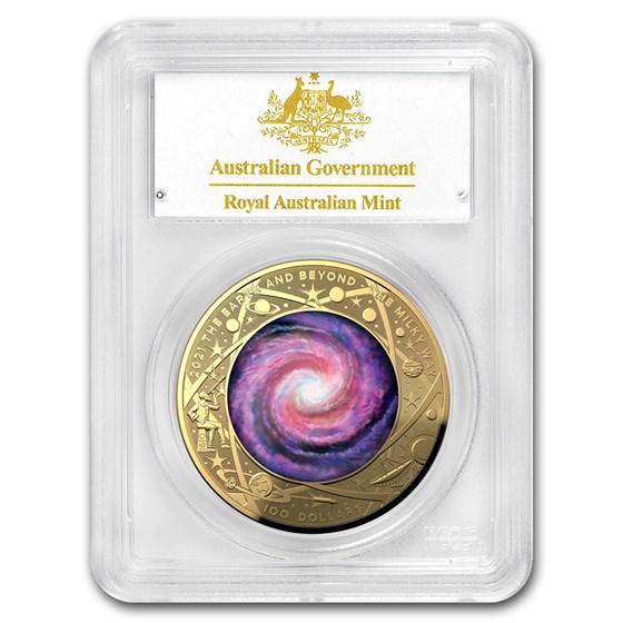 2021 AUS 1 oz Gold $100 Milky Way Domed PR-70 PCGS (First Day) 2021 AUS 1 oz Gold $100 Milky Way Domed PR-70 PCGS (First Day)