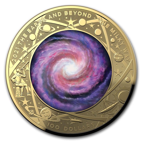 2021 AUS 1 oz Gold $100 Milky Way Domed Proof (w/Box & COA) 2021 AUS 1 oz Gold $100 Milky Way Domed Proof (w/Box & COA)