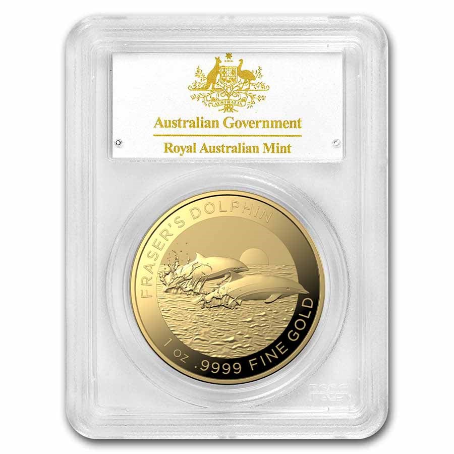 2021 AUS 1 oz Gold Fraser's Dolphin MS-70 PCGS (First Day)