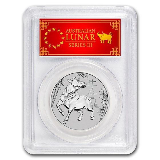 2021 AUS 1 oz Platinum Lunar Ox MS-70 PCGS (FS, Red Label)