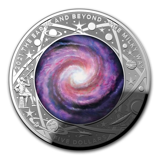 2021 AUS 1 oz Silver $5 Domed The Milky Way Proof (w/Box & COA) 2021 AUS 1 oz Silver $5 Domed The Milky Way Proof (w/Box & COA)