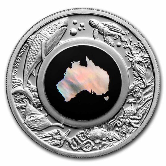 2021 AUS 1 oz Silver Mother of Pearl Great Southern Land Proof 2021 AUS 1 oz Silver Mother of Pearl Great Southern Land Proof