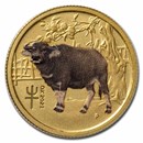 2021 Australia 1/10 oz Gold Lunar Ox BU (Series III, Colorized)