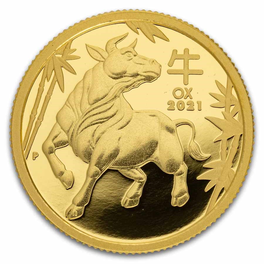 2021 Australia 1/10 oz Gold Lunar Ox Proof (Coin Only)