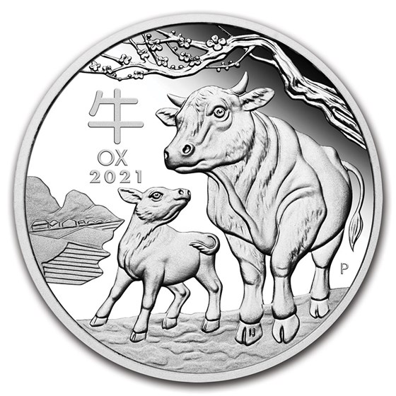 2021 Australia 1/2 oz Silver Lunar Ox Proof (w/Box & COA)