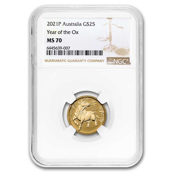 2021 Australia 1/4 oz Gold Lunar Ox MS-70 NGC 2021 Australia 1/4 oz Gold Lunar Ox MS-70 NGC