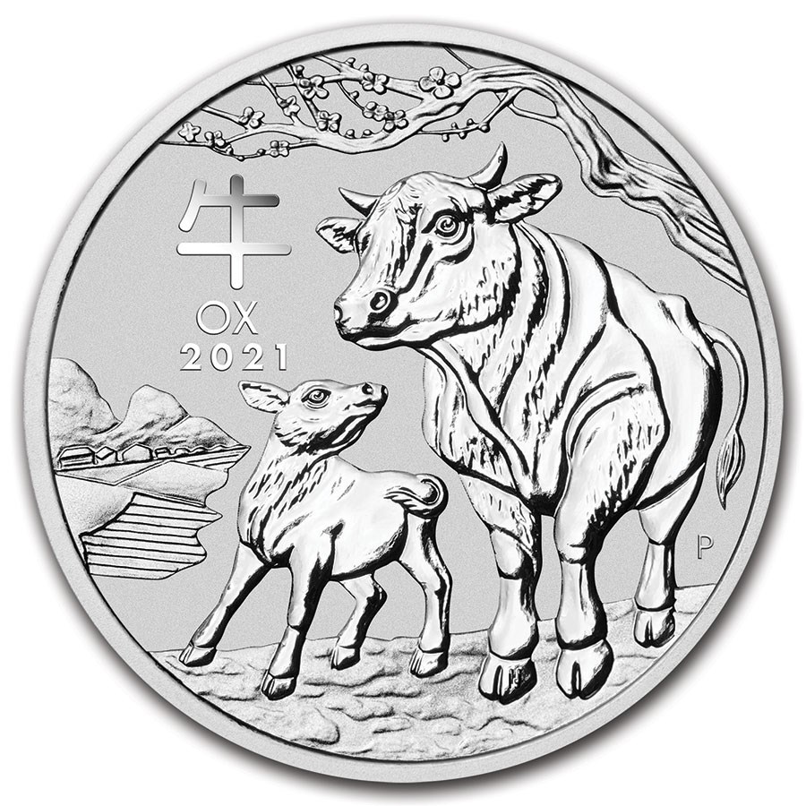 2021 Australia 1 kilo Silver Lunar Ox BU (Series III)