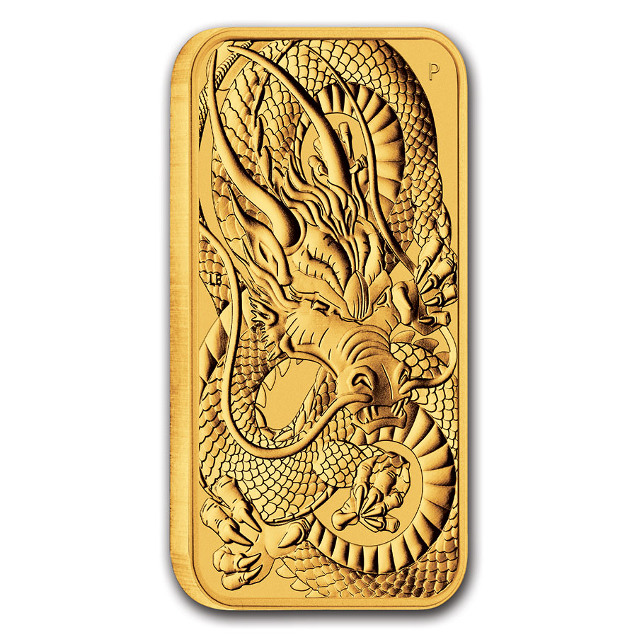 Gold Coin Rextangular APMEX - 2021 Australia 1 oz Gold Dragon Rectangular Coin BU