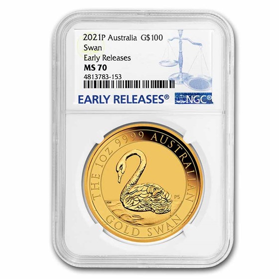 2021 Australia 1 oz Gold Swan MS-70 NGC (ER) 2021 Australia 1 oz Gold Swan MS-70 NGC (ER)