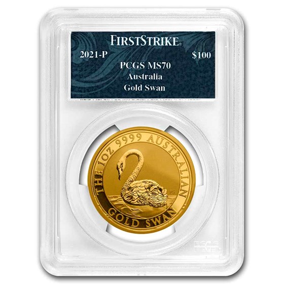 2021 Australia 1 oz Gold Swan MS-70 PCGS (FS, Swan Label) 2021 Australia 1 oz Gold Swan MS-70 PCGS (FS, Swan Label)