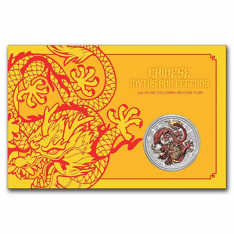 2021 Australia 1 oz Silver Dragon Colorized BU (Display Card)