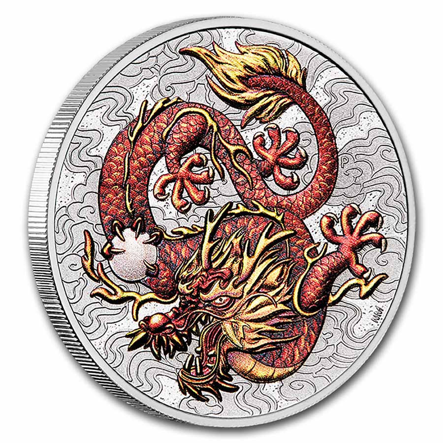 2021 Australia 1 oz Silver Dragon Colorized BU (Display Card) | eBay