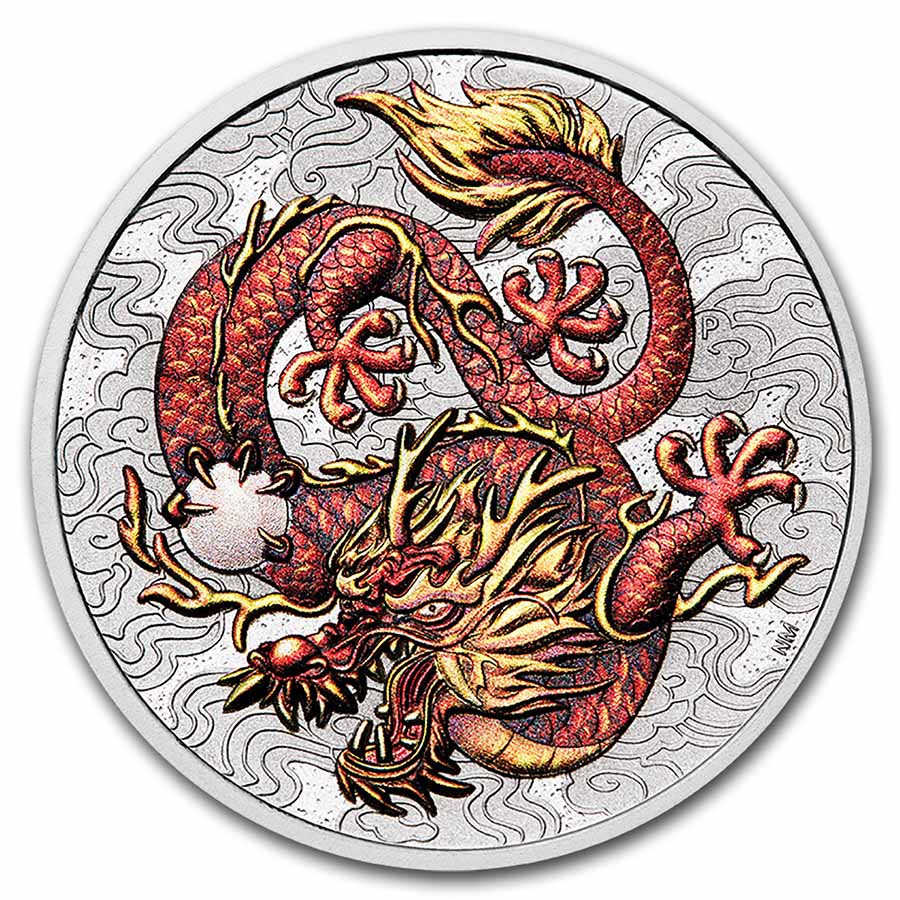 2021 Australia 1 oz Silver Dragon Colorized BU (Display Card) | eBay