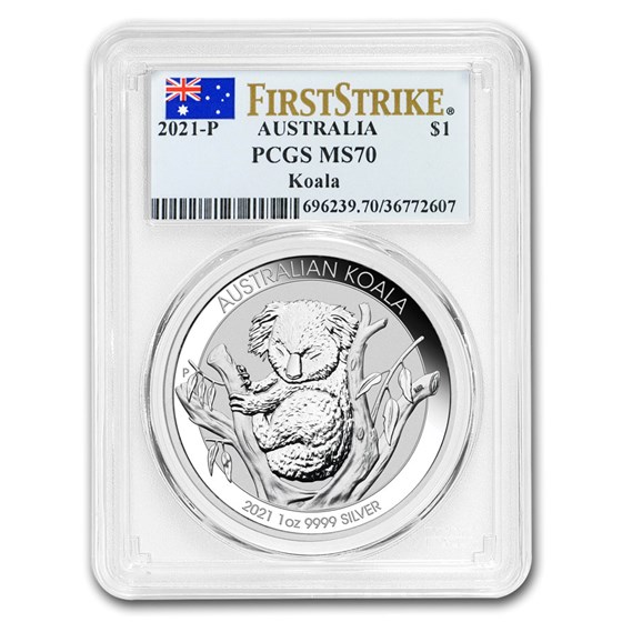 2021 Australia 1 oz Silver Koala MS-70 PCGS (FirstStrike®) 2021 Australia 1 oz Silver Koala MS-70 PCGS (FirstStrike®)