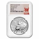 2021 Australia 1 oz Silver Lunar Ox MS-70 NGC (First Release)