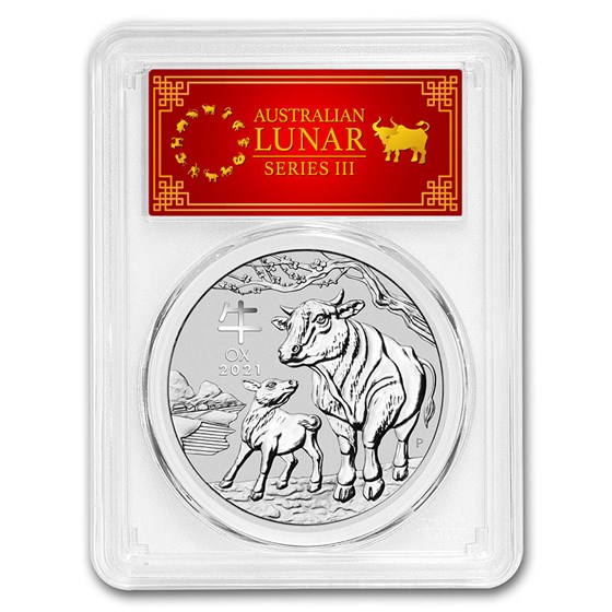 2021 Australia 1 oz Silver Lunar Ox MS-70 PCGS (FDI, Red Label) 2021 Australia 1 oz Silver Lunar Ox MS-70 PCGS (FDI, Red Label)