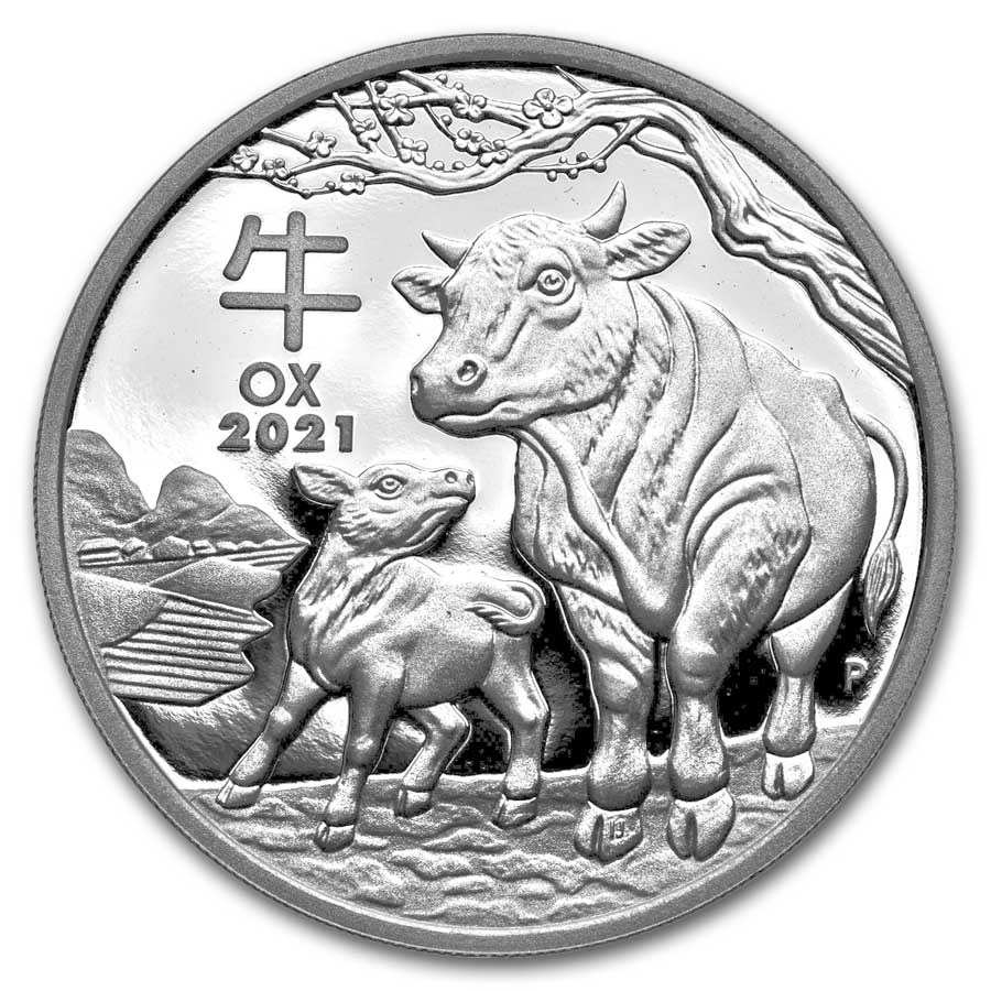 2021 Australia 1 oz Silver Lunar Ox Proof (Coin Only)