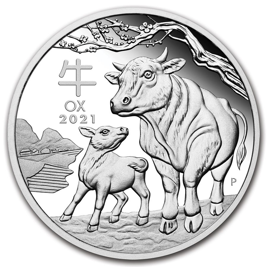 2021 Australia 1 oz Silver Lunar Ox Proof (w/Box & COA)