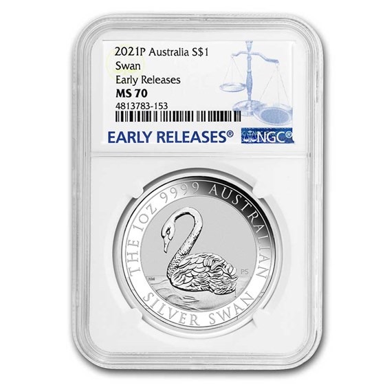 2021 Australia 1 oz Silver Swan MS-70 NGC (ER) 2021 Australia 1 oz Silver Swan MS-70 NGC (ER)