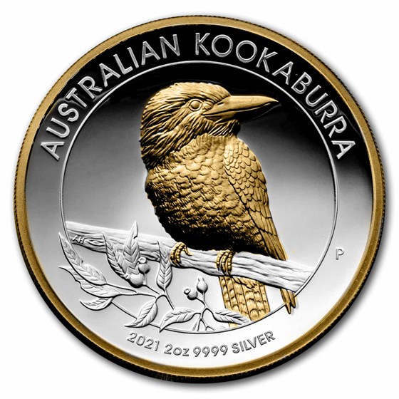 2021 Australia 2 oz Ag Gilded Australian Kookaburra Proof (HR)