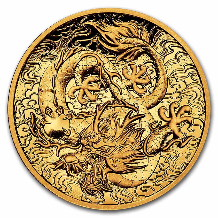 2021 Australia 2 oz Gold Proof High Relief Dragon