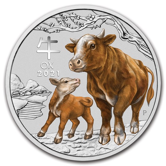 2021 Australia 2 oz Silver Lunar Ox BU (Series III, Colorized) 2021 Australia 2 oz Silver Lunar Ox BU (Series III, Colorized)