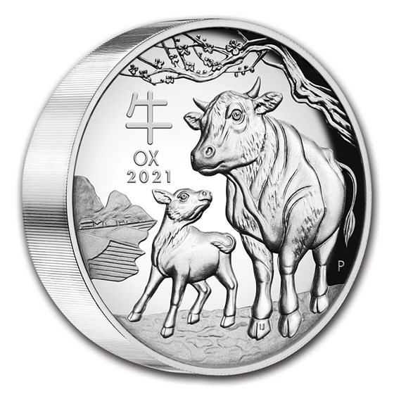 2021 Australia 5 oz Silver Lunar Ox Proof (HR, w/Box & COA) 2021 Australia 5 oz Silver Lunar Ox Proof (HR, w/Box & COA)