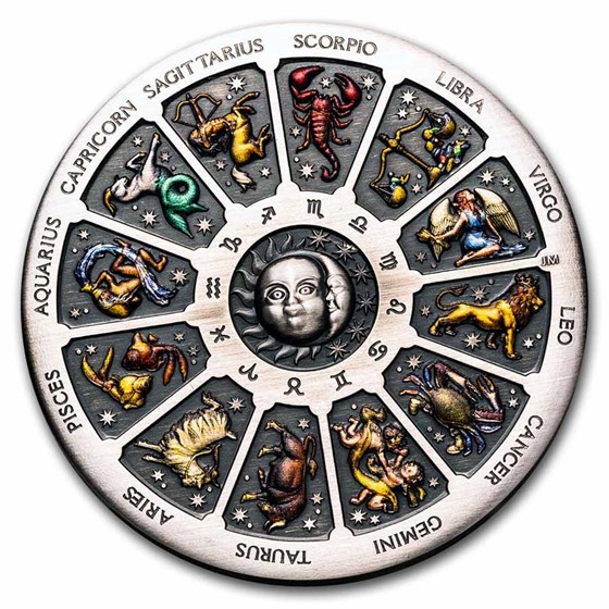 2021 Australia 5 oz Silver Signs of the Zodiac (Antiqued) 2021 Australia 5 oz Silver Signs of the Zodiac (Antiqued)