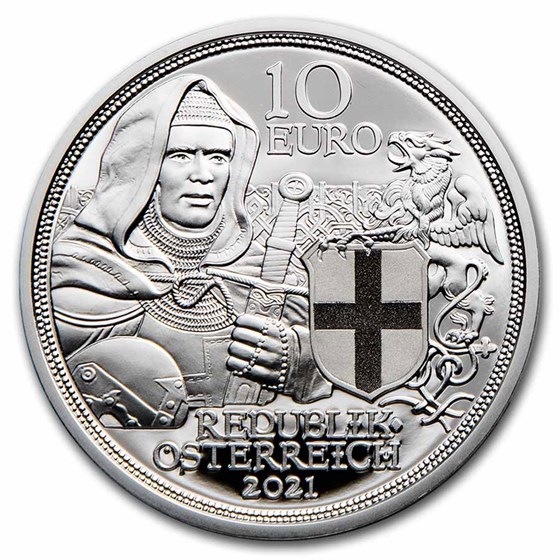 2021 Austria Proof Silver €10 Knights' Tales (Brotherhood)