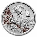 2021 Austria Proof Silver €10 Language of Flowers (Rose)