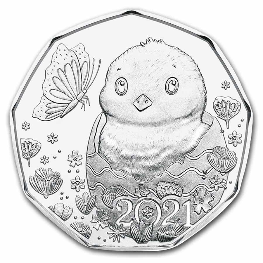 2021 Austria Silver €5 Easter Chick