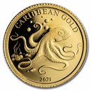 2021 Barbados 1/2 gram Gold Caribbean Octopus BU