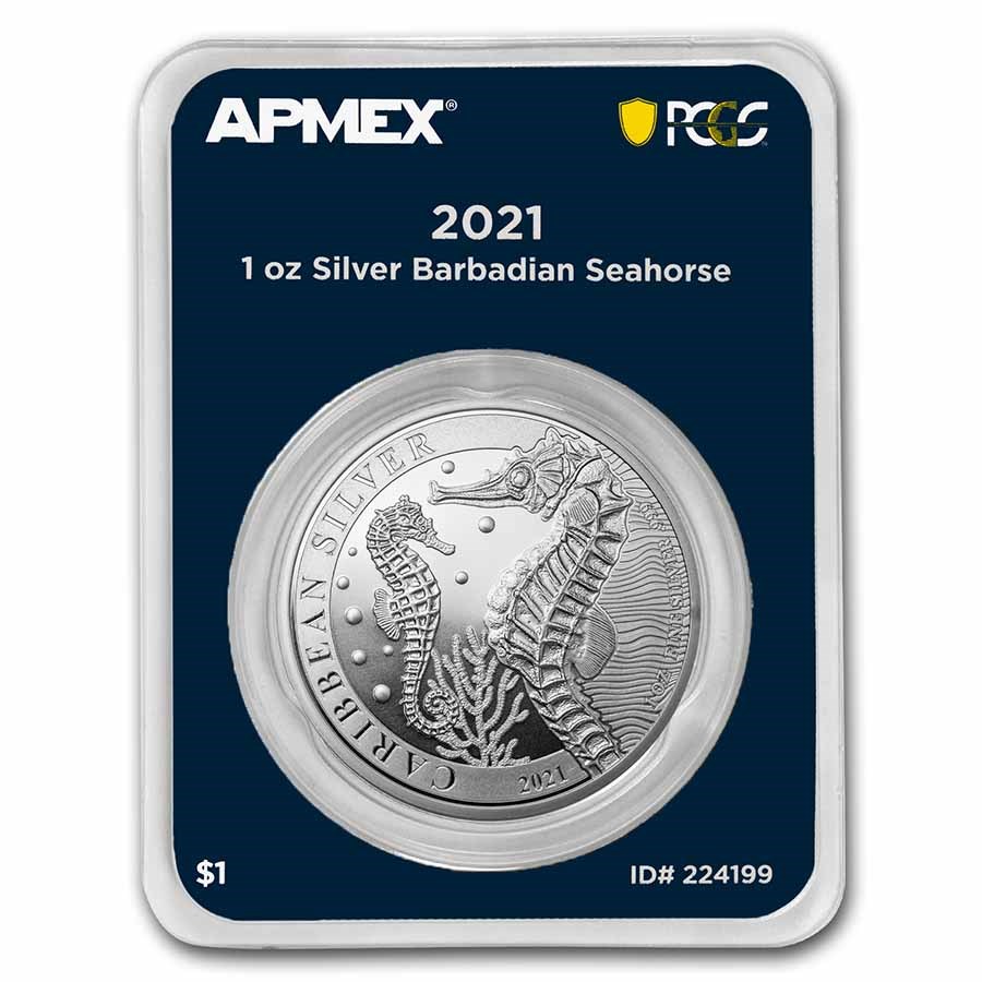 2021 Barbados 1 oz Silver Seahorse (MD® Premier + PCGS FS)