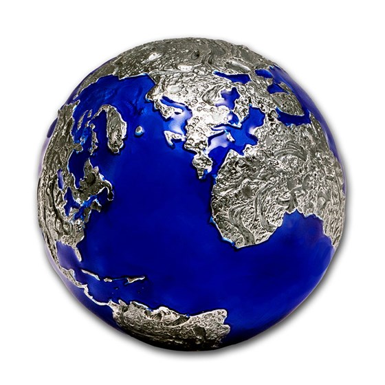 2021 Barbados 3 oz Silver Blue Marble at Night: Planet Earth 2021 Barbados 3 oz Silver Blue Marble at Night: Planet Earth