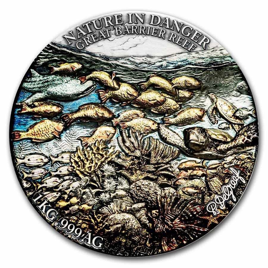 2021 Benin 1 kilo Silver Nature In Danger: Great Barrier Reef