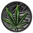2021 Benin 1 oz Silver High Relief Cannabis Sativa Black-Dmg Box