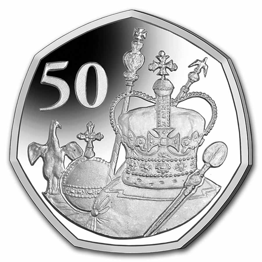 2021 BIOT Cupro-Nickel 50p Queen's 95th Birthday Crown Jewels